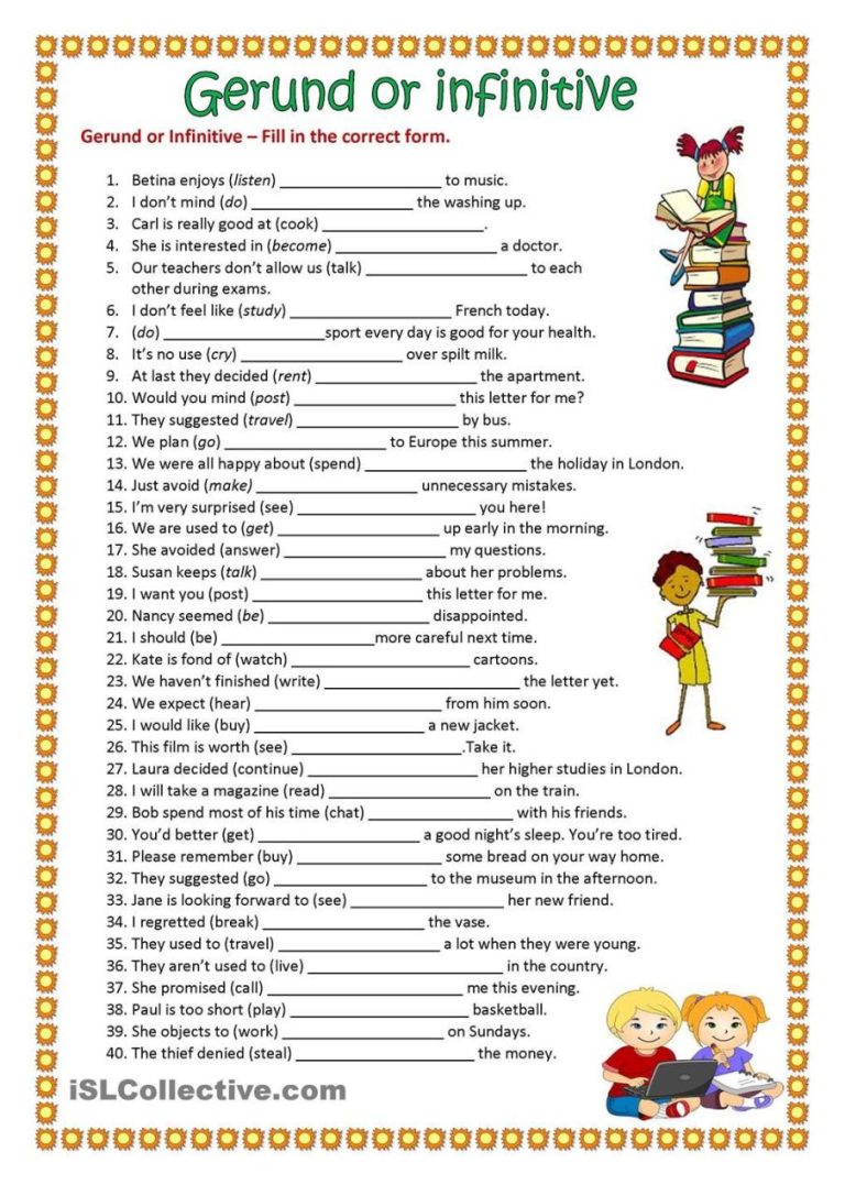 Gerund Worksheet