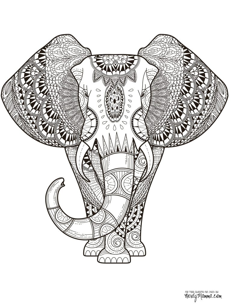 Elephant Coloring Pages For Adults