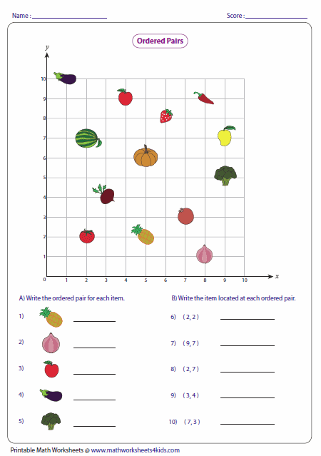 Ordered Pairs Worksheet