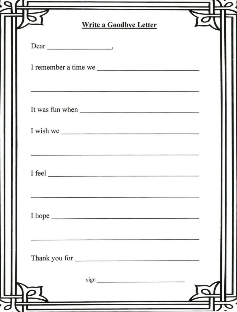 Printable Grief Worksheets For Adults