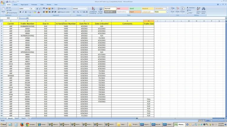 Worksheet Excel