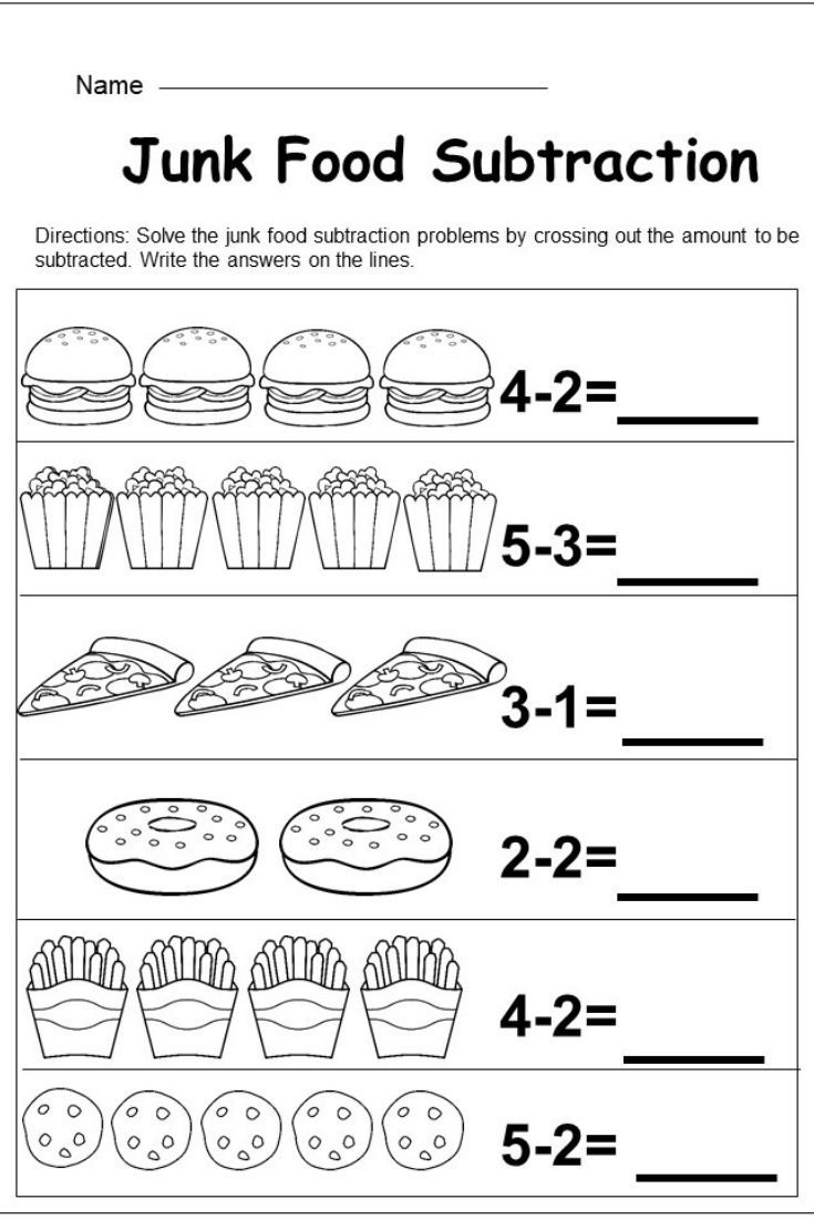 Kindergarten Subtraction Worksheets