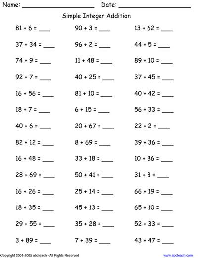 7th Grade Math Worksheets