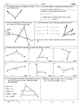 Naming Angles Worksheet