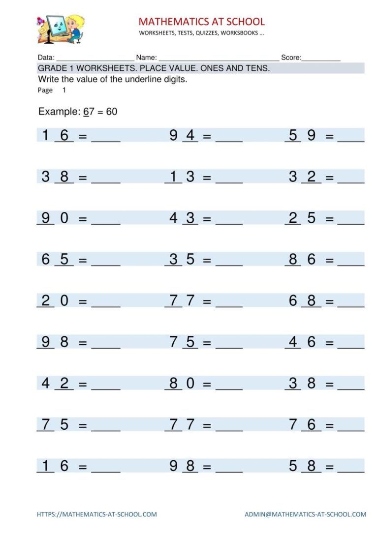 1st Grade Math Worksheets Pdf