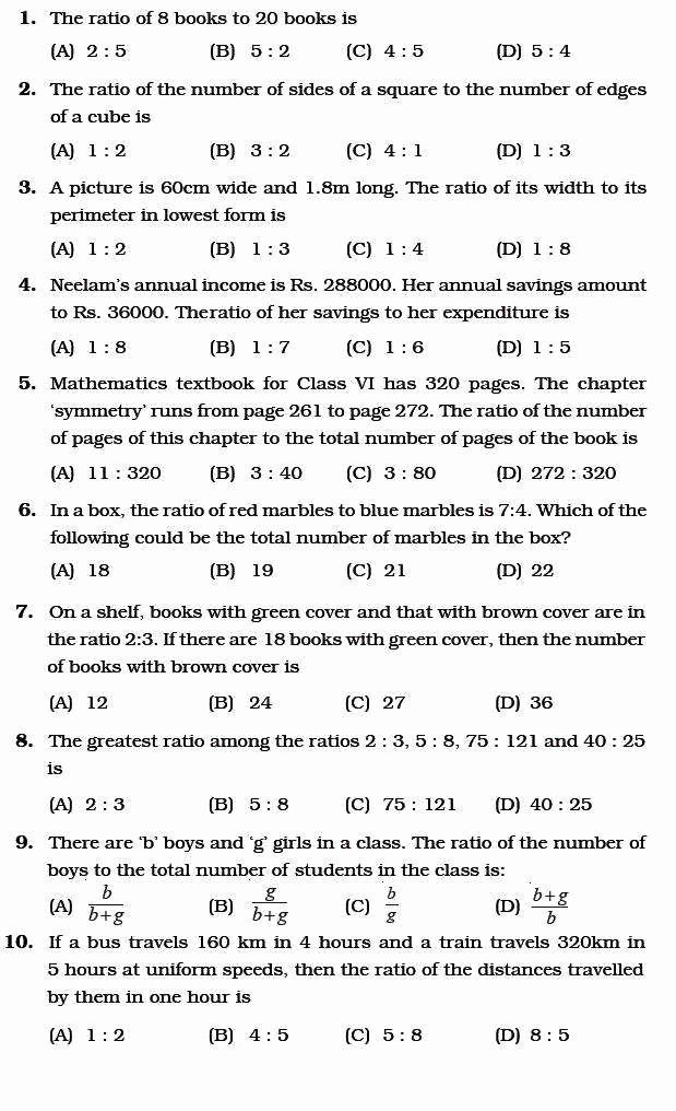 Ratio And Proportion Worksheet