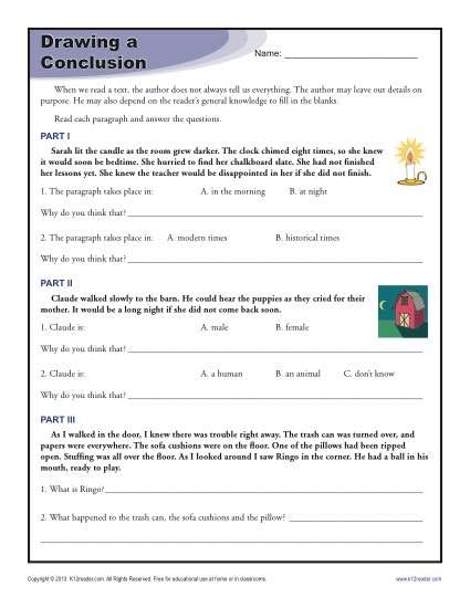 Drawing Conclusions Worksheets