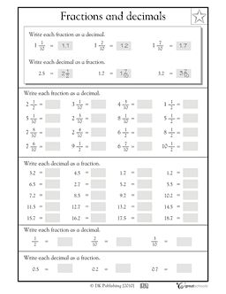 Decimals To Fractions Worksheets