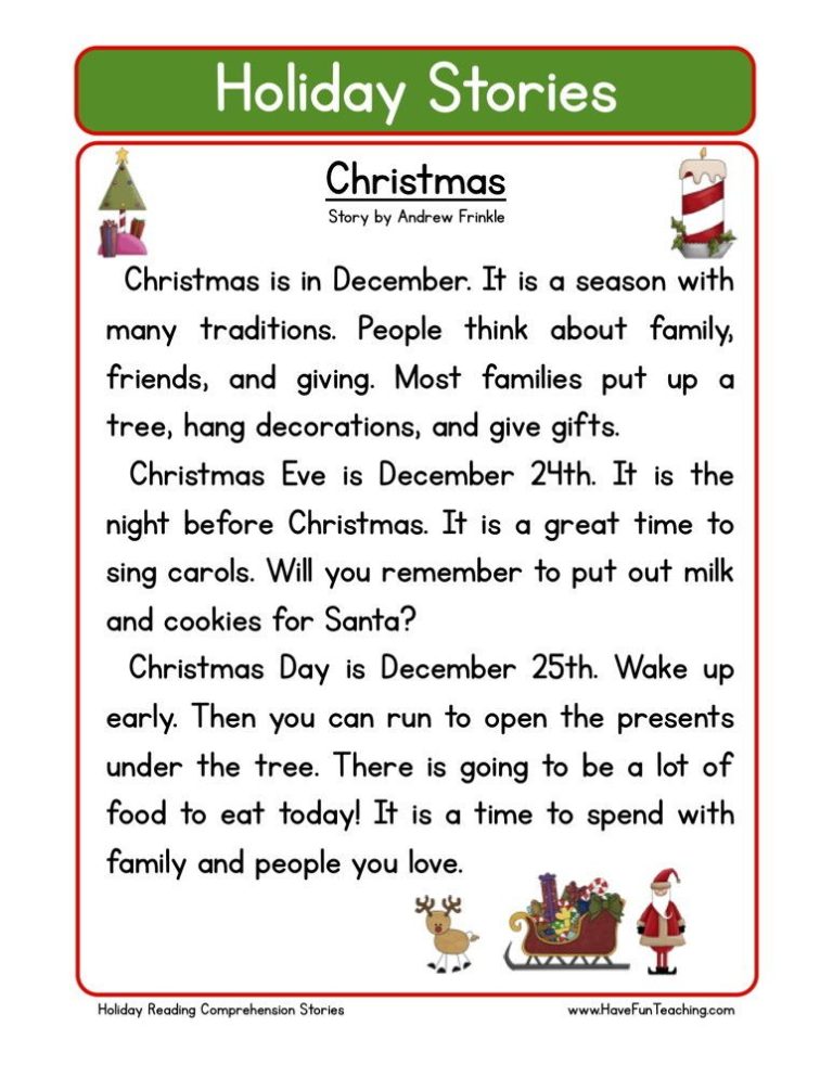 Christmas Reading Comprehension Pdf