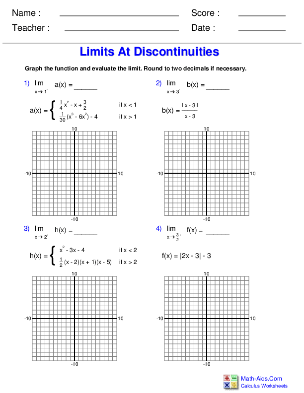 Calculus Worksheets