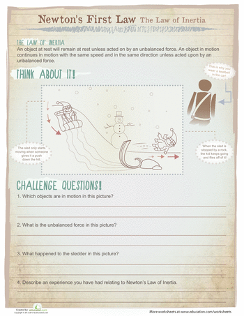 Newton's Law Of Motion Worksheet