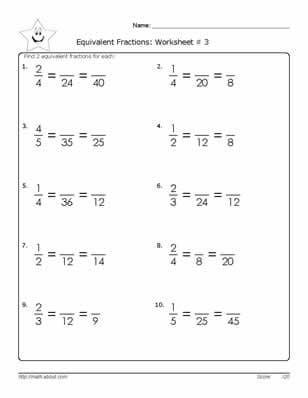 Equivalent Fractions Worksheets Year 5