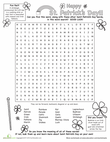 St Patrick's Day Worksheets