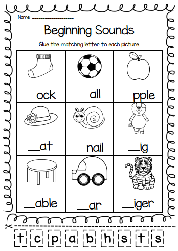 English Worksheets For Kindergarten