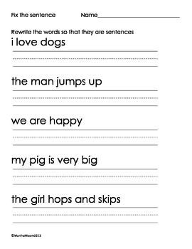 Writing Sentences Worksheets For 1st Grade