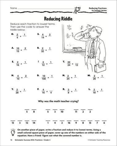 Reducing Fractions Worksheet