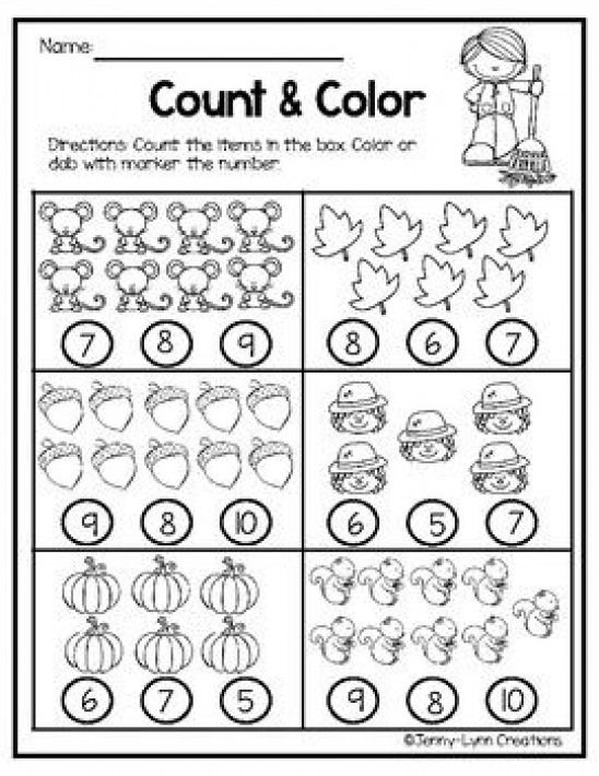 Kindergarten Math Worksheets Fall