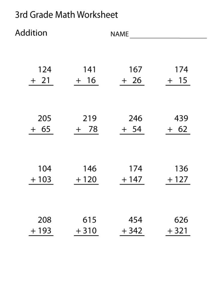 3rd Grade Free Printable Math Worksheets For 2nd Grade