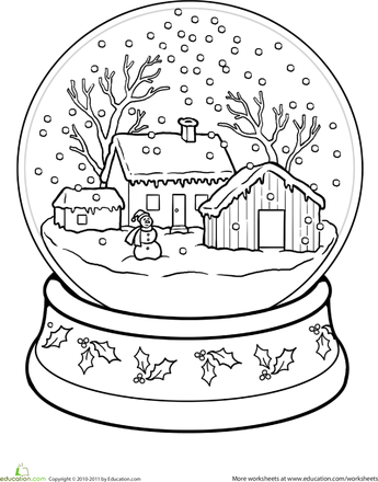 Winter Snow Globe Coloring Page