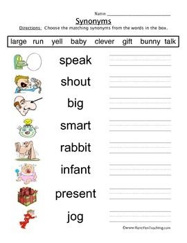 Antonyms And Synonyms Worksheet For Grade 3