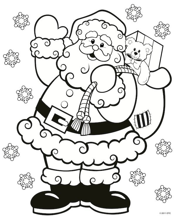 Santa Christmas Coloring Pages For Kids