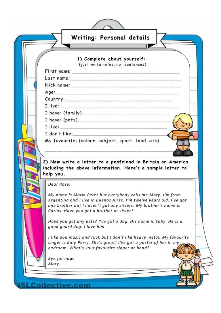 Personal Information Worksheet