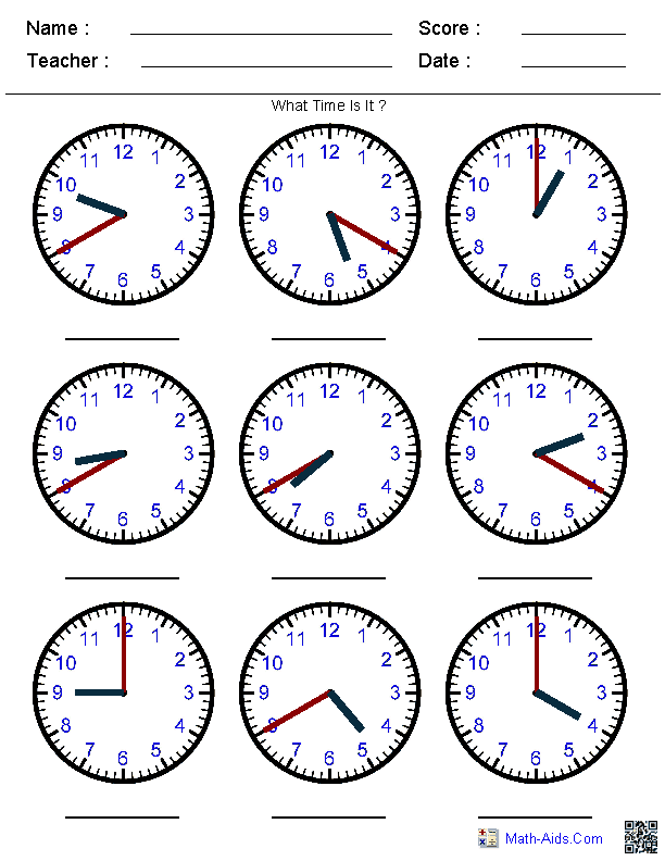 Clock Worksheets