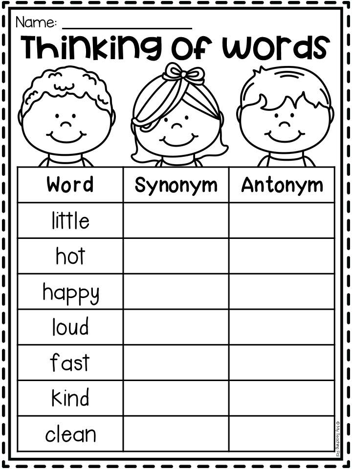 Synonyms And Antonyms Worksheet