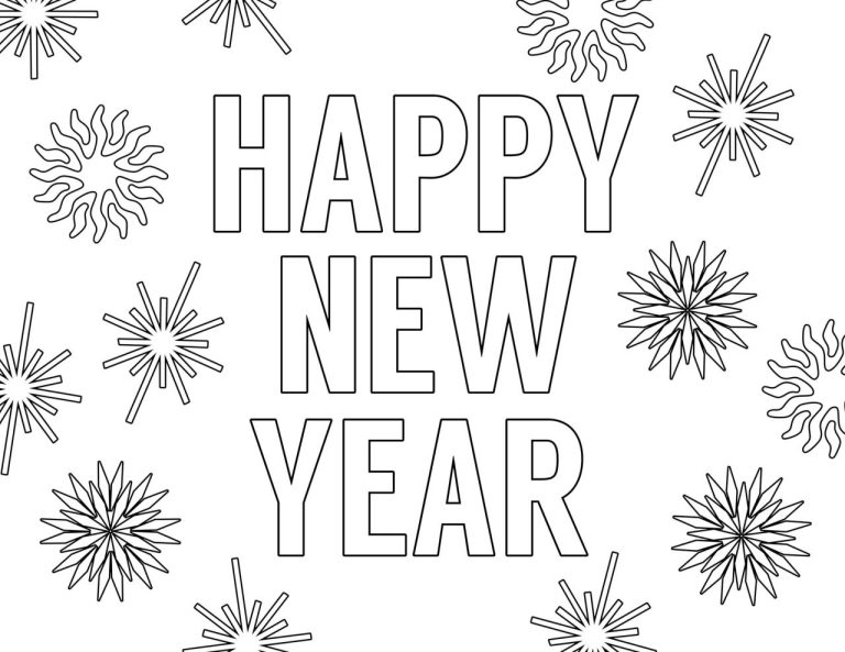 Happy New Year 2019 Coloring Page