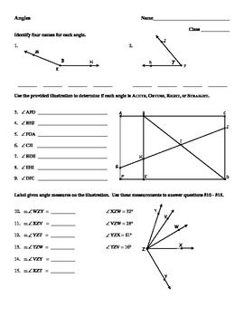 Angle Relationships Worksheet