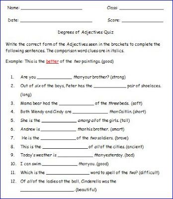 Adjectives Worksheets For Grade 5