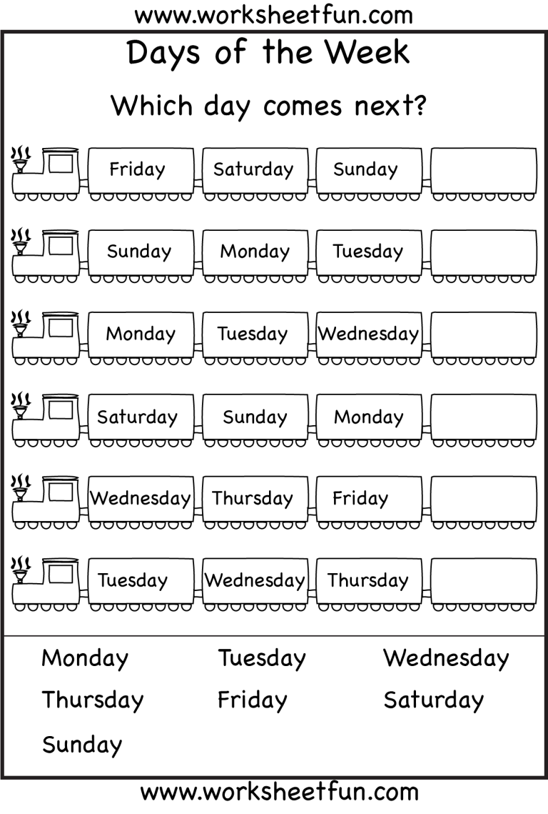 Days Of The Week Worksheet