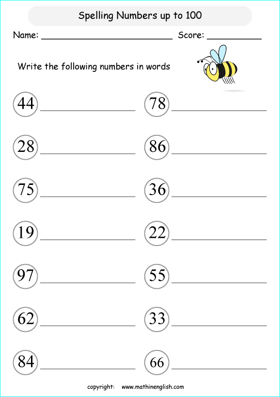 Number Names Worksheet