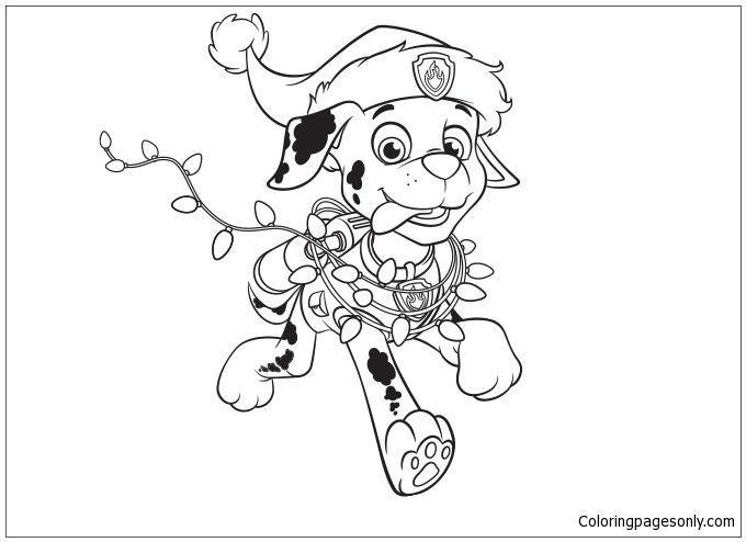 Christmas Marshall Paw Patrol Coloring Pages