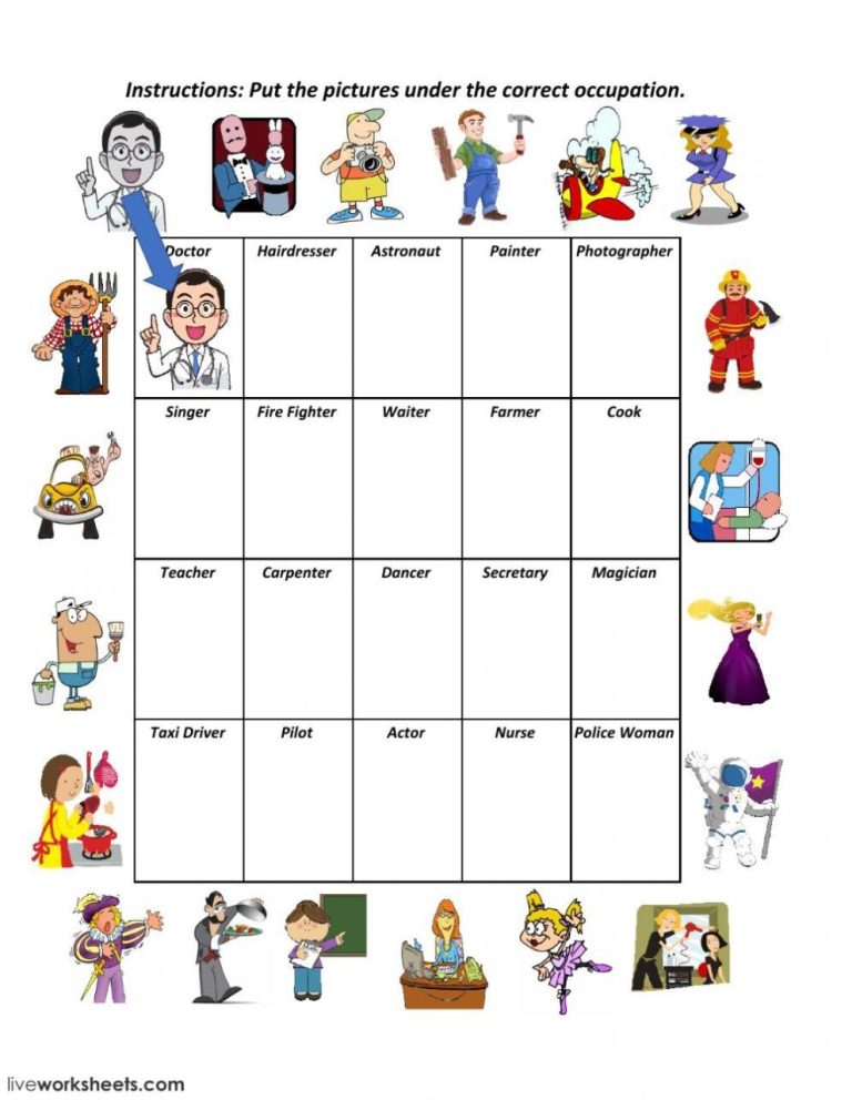 Jobs Worksheet For Kindergarten