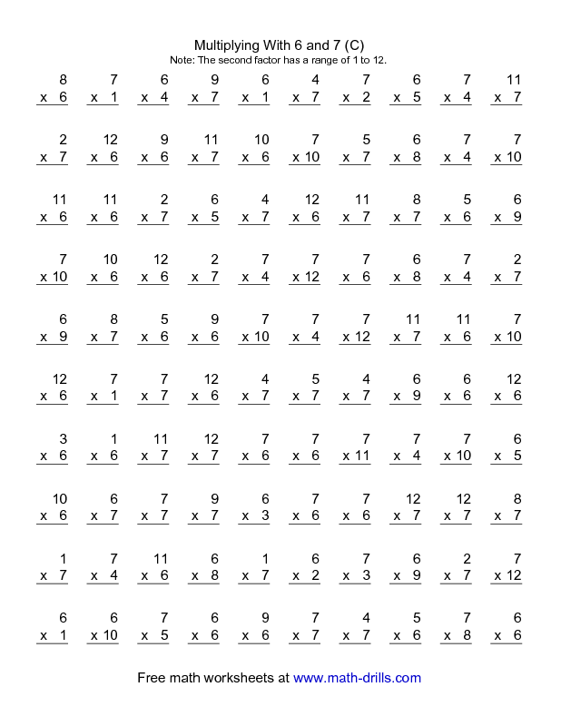 Free Printable Multiplication Worksheets