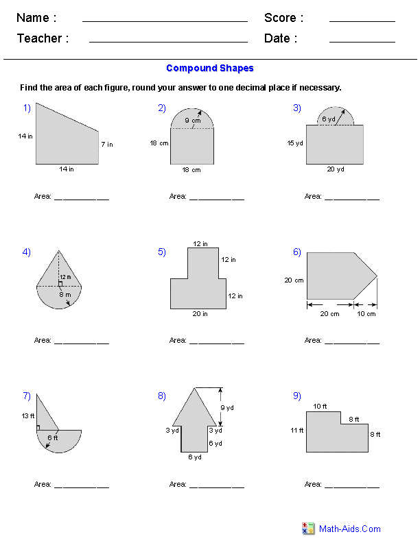 Compound Shapes Worksheet