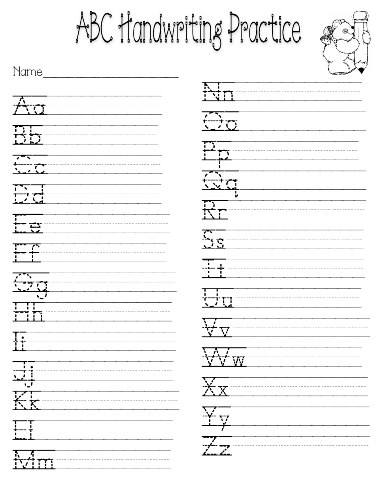 Handwriting Practice For Kids