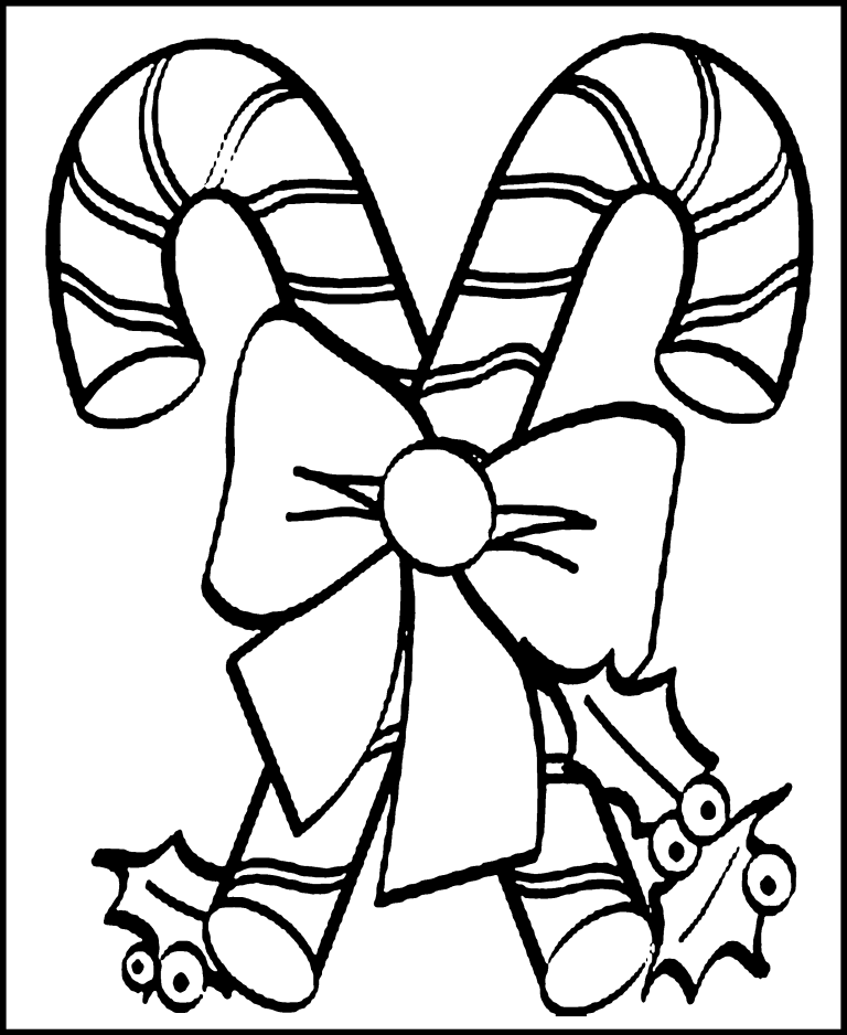 Christmas Candy Cane Coloring Pages Free