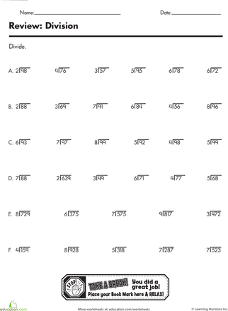 4th Grade Division Problems