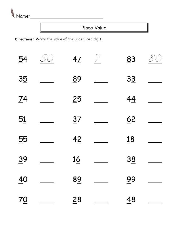 Place Value Worksheets Pdf