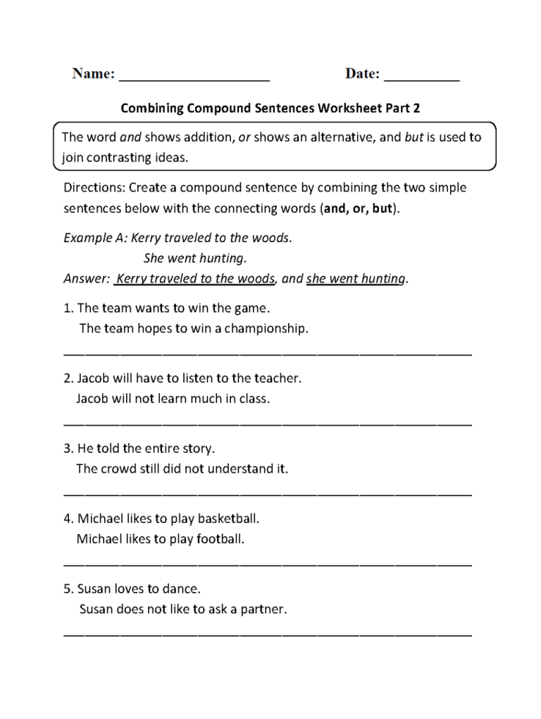 Complex Sentences Worksheet