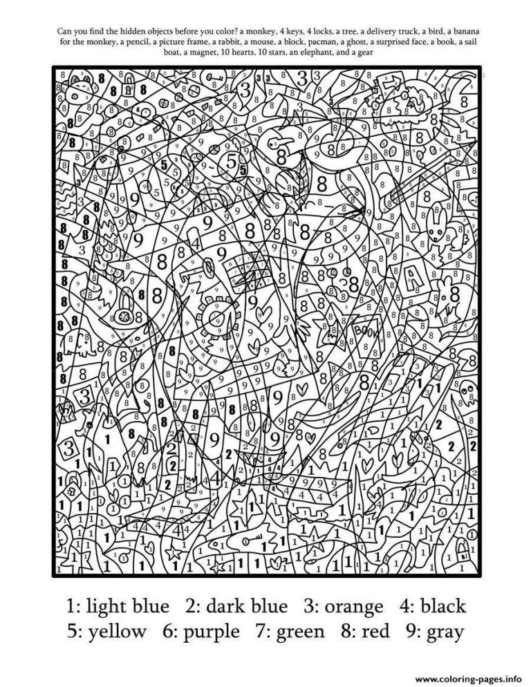 Difficult Color By Number Coloring Pages For Adults