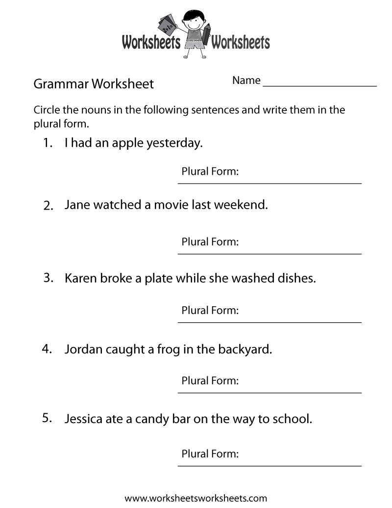 Negative Numbers Worksheet