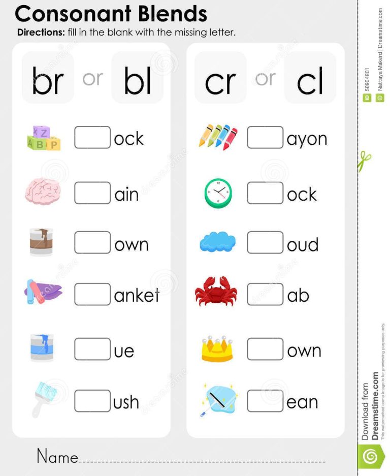 Consonant Blends Worksheets