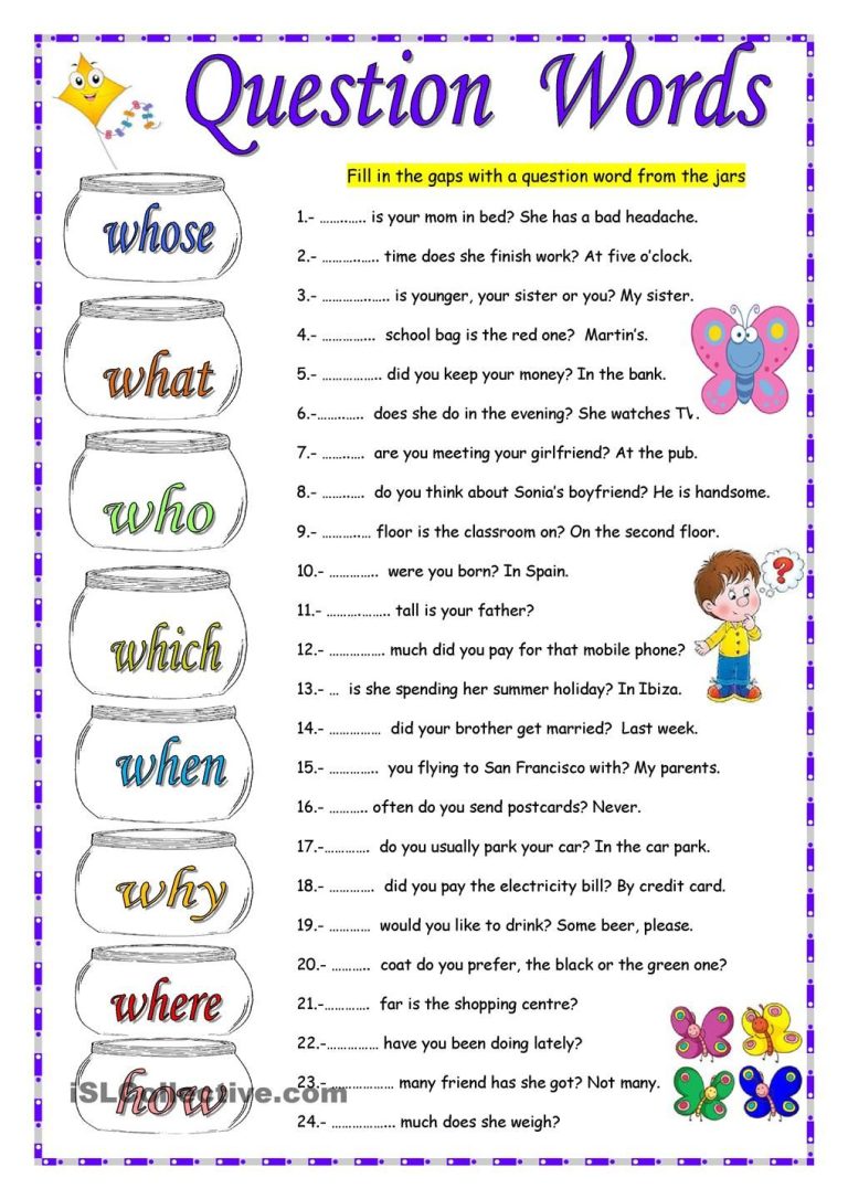 Question Words Worksheet