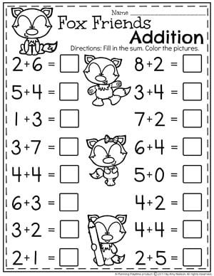 Kindergarten Math Worksheets Addition