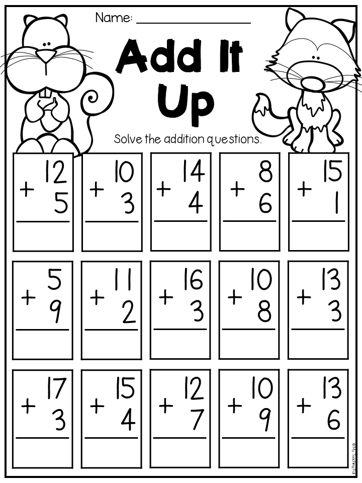 1st Grade Math Worksheets Fall