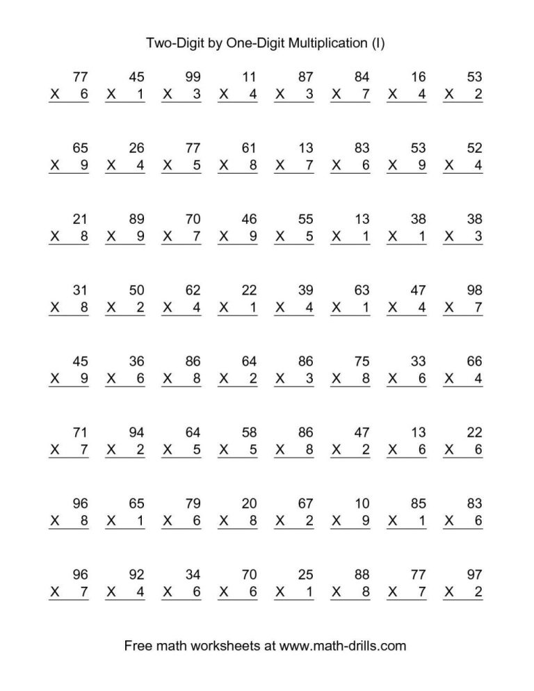 Grade 3 Free Printable 6th Grade Multiplication Worksheets