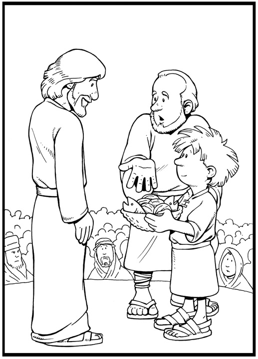 Jesus Feeds 5000 Coloring Page